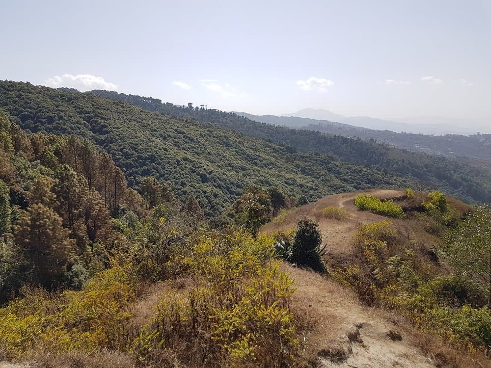 Nagarkot landscape in winter — clear sky Himalayan views on hiking day trip from Kathmandu