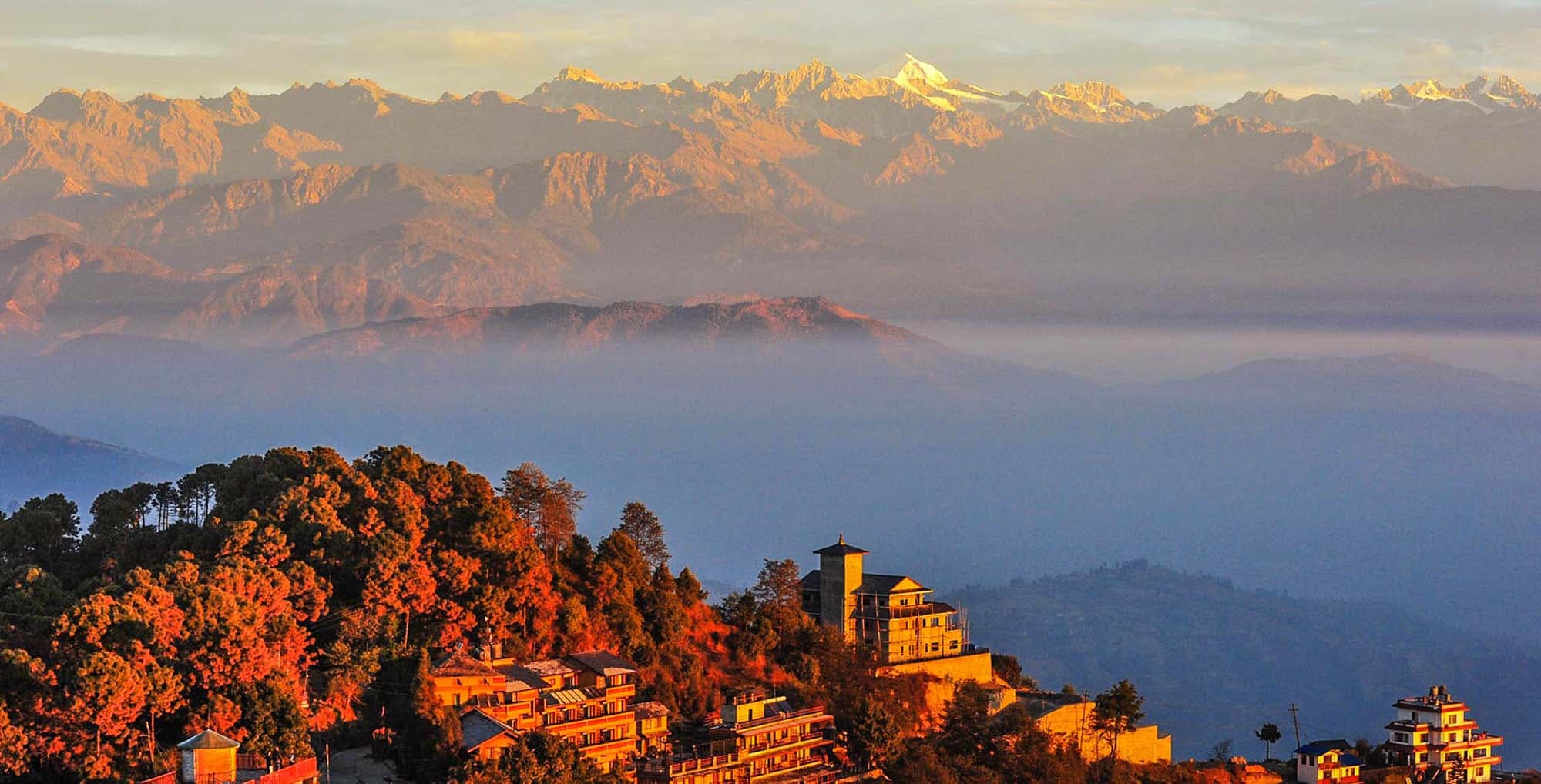 Close-up detail of Nagarkot hill station landscape, Nepal Himalaya day hike region