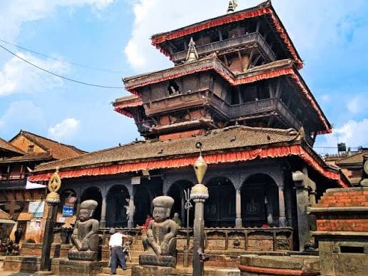 Dattatreya Temple in Dattatreya Square, Bhaktapur — three-tier pagoda with carved wooden balconies