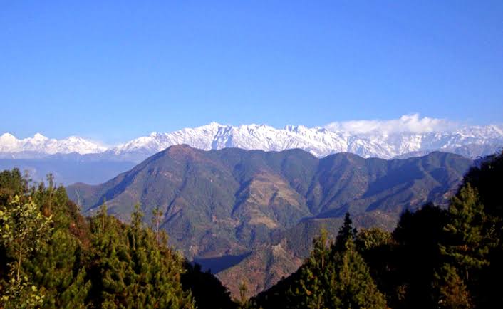 Himalayan panorama from the Nagarjun Hill trail northwest of Kathmandu