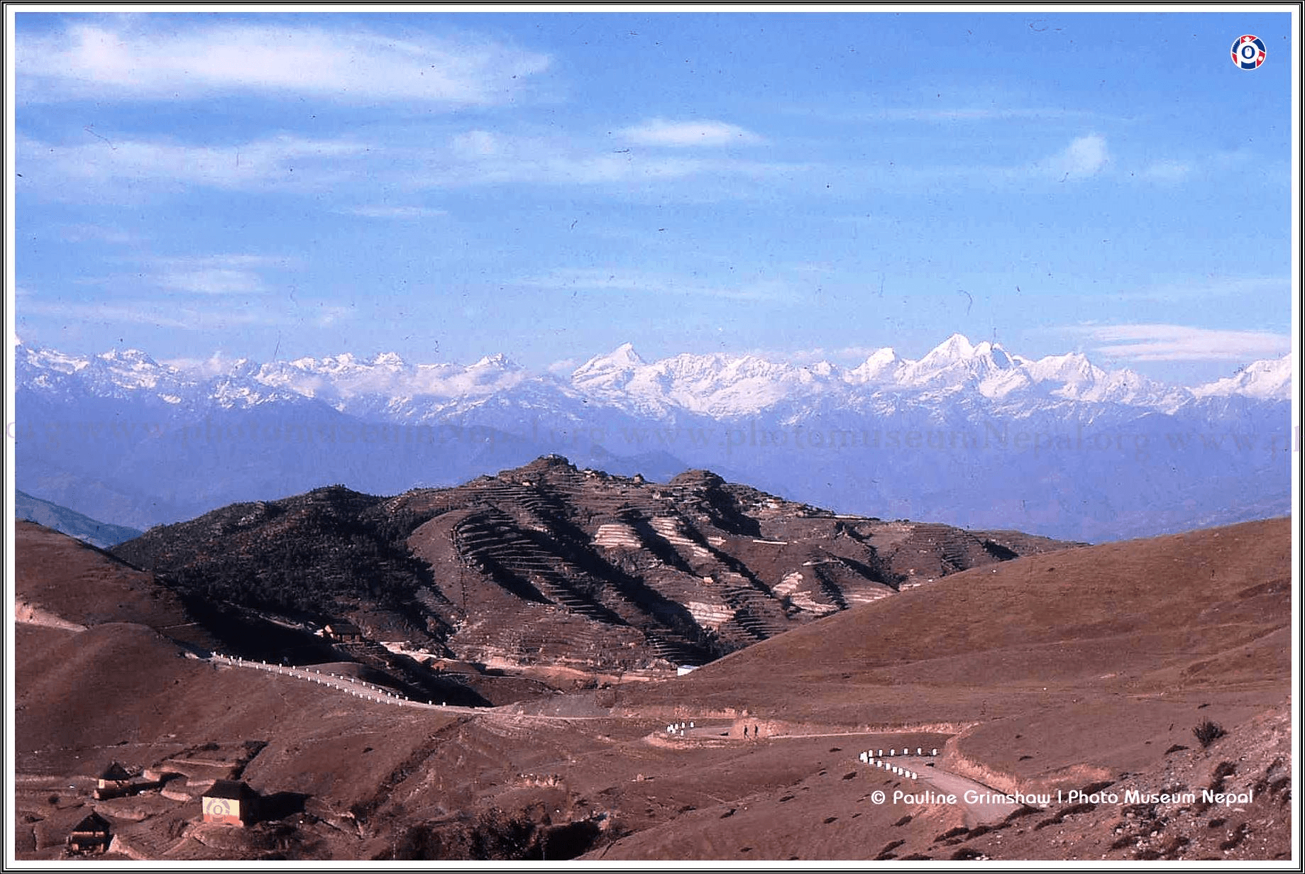 Archive photograph of Nagarkot hills and Himalayan backdrop from the 1970s