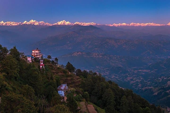 Wide view of Nagarkot ridge and surrounding hills