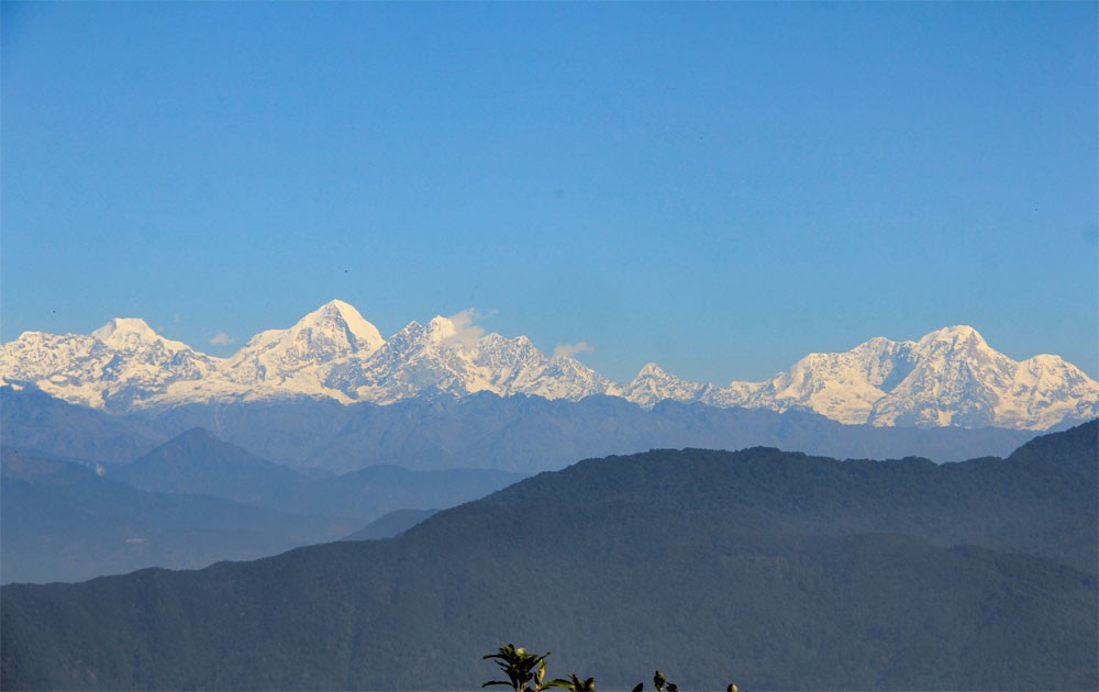 Himalayan range visible from Shivapuri National Park near Kathmandu Valley